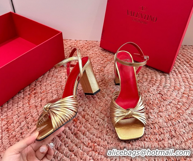 Cheap Valentino Annet High Heeled Sandals Gold Kidskin Leather 6060910