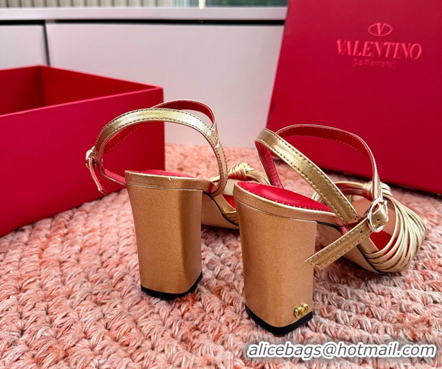 Cheap Valentino Annet High Heeled Sandals Gold Kidskin Leather 6060910
