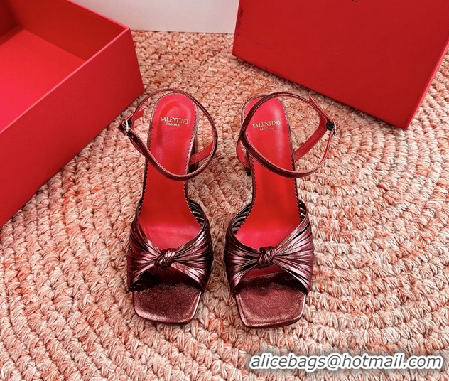 Buy Luxury Valentino Annet High Heeled Sandals Burgundy Kidskin Leather 6060910