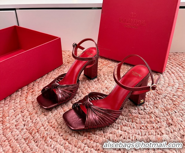 Buy Luxury Valentino Annet High Heeled Sandals Burgundy Kidskin Leather 6060910