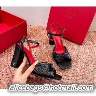 Discount Valentino Annet High Heeled Sandals Black Kidskin Leather 6060910