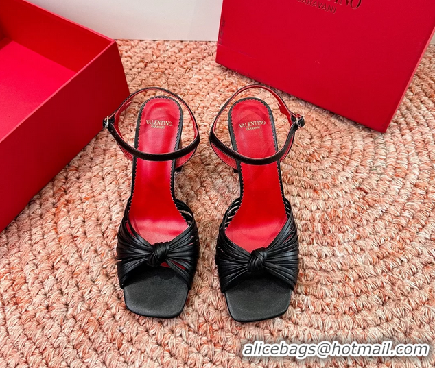 Discount Valentino Annet High Heeled Sandals Black Kidskin Leather 6060910