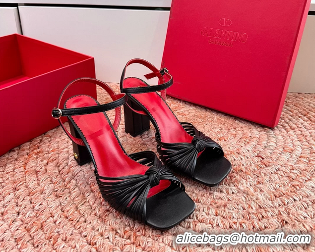 Discount Valentino Annet High Heeled Sandals Black Kidskin Leather 6060910