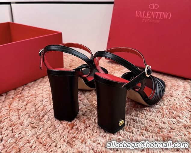 Discount Valentino Annet High Heeled Sandals Black Kidskin Leather 6060910