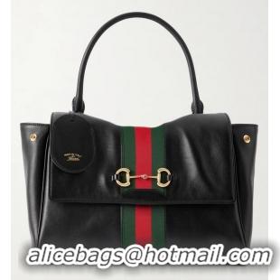 Top Grade Gucci Paparazzo Medium Top Handle Bag ‎Soft Leather 875018 Black