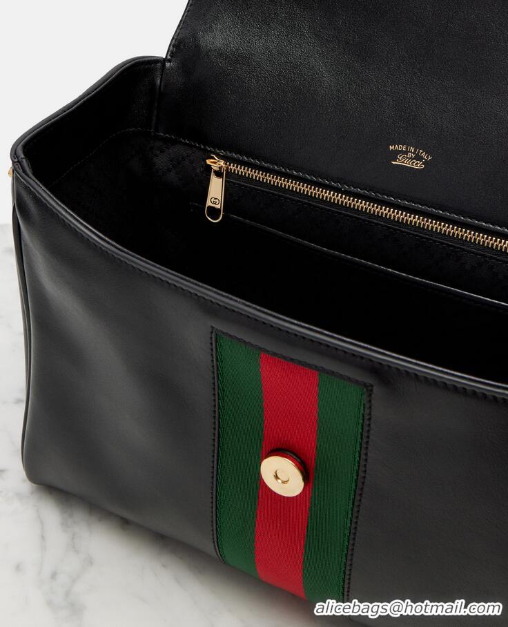 Top Grade Gucci Paparazzo Medium Top Handle Bag ‎Soft Leather 875018 Black