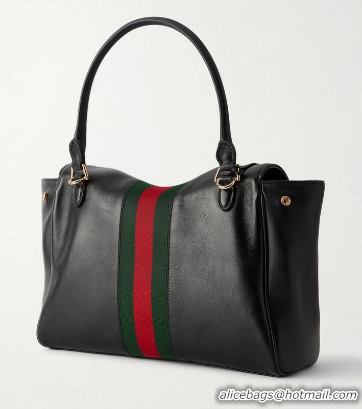 Top Grade Gucci Paparazzo Medium Top Handle Bag ‎Soft Leather 875018 Black