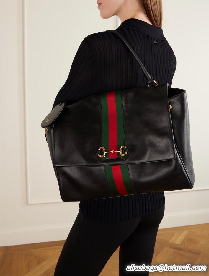 Top Grade Gucci Paparazzo Medium Top Handle Bag ‎Soft Leather 875018 Black