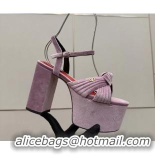Low Cost Valentino Garavani Crasher Velvet Platform High Heeled Sandals Light Pink 6061004