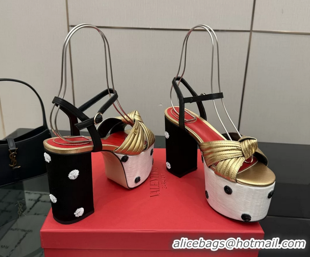 Pretty Style Valentino Garavani Crasher Platform High Heeled Sandals Gold Metallic Leather 6061004