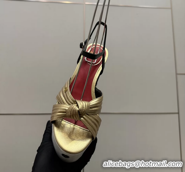Pretty Style Valentino Garavani Crasher Platform High Heeled Sandals Gold Metallic Leather 6061004