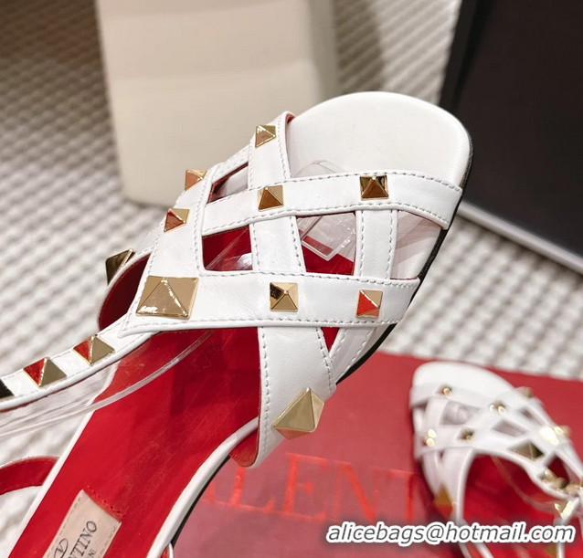 Unique Style Valentino Studdy Kidskin Leather Sandals White 6061005