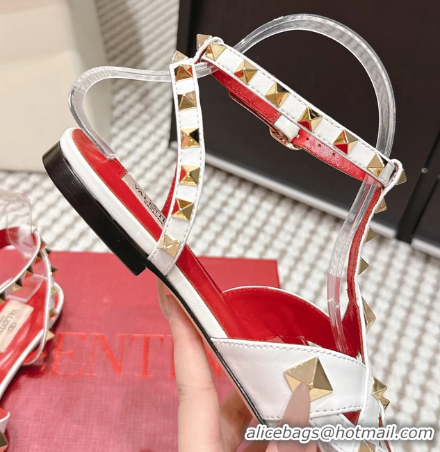 Unique Style Valentino Studdy Kidskin Leather Sandals White 6061005