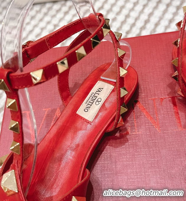 Good Looking Valentino Studdy Kidskin Leather Sandals Red 6061005