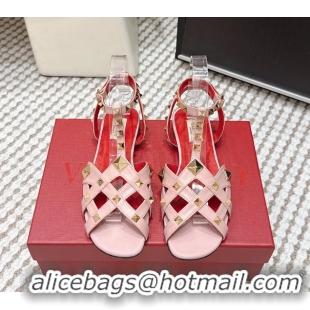 Durable Valentino Studdy Kidskin Leather Sandals Pink 6061005