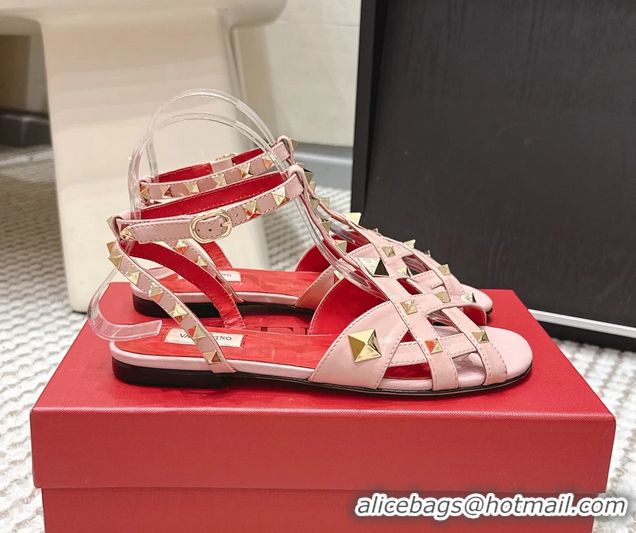 Durable Valentino Studdy Kidskin Leather Sandals Pink 6061005