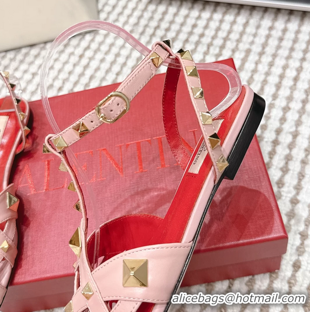 Durable Valentino Studdy Kidskin Leather Sandals Pink 6061005