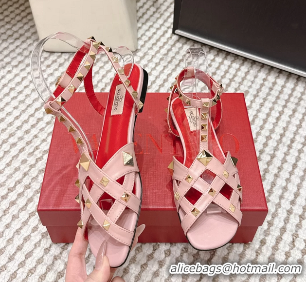 Durable Valentino Studdy Kidskin Leather Sandals Pink 6061005
