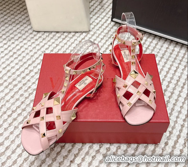Durable Valentino Studdy Kidskin Leather Sandals Pink 6061005