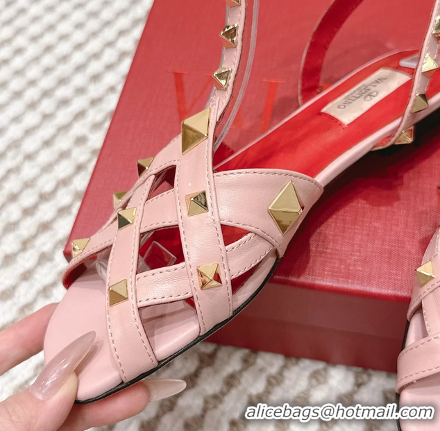 Durable Valentino Studdy Kidskin Leather Sandals Pink 6061005