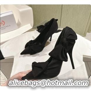 Classic Hot Balenciaga Knife Knot Pump Black stretch cupro and nylon jersey 95MM 6061021