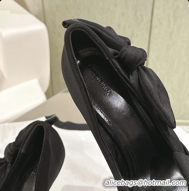 Classic Hot Balenciaga Knife Knot Pump Black stretch cupro and nylon jersey 95MM 6061021