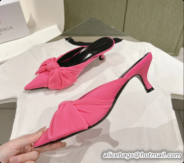 Shop Cheap Balenciaga Knife Knot Mules Pink stretch cupro and nylon jersey 45MM 6061021