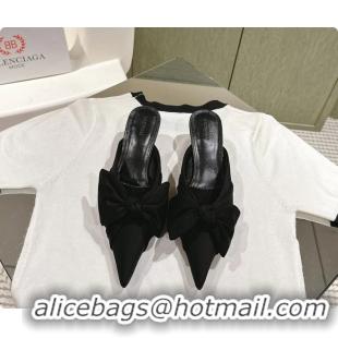 Luxurious Balenciaga Knife Knot Mules Black stretch cupro and nylon jersey 45MM 6061021