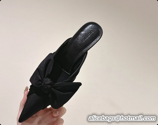 Luxurious Balenciaga Knife Knot Mules Black stretch cupro and nylon jersey 45MM 6061021