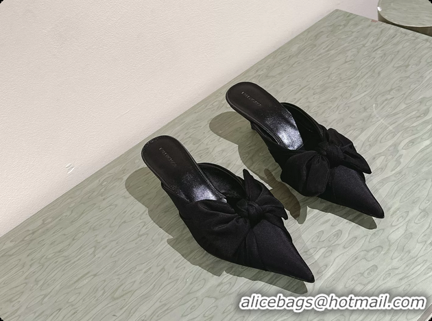 Luxurious Balenciaga Knife Knot Mules Black stretch cupro and nylon jersey 45MM 6061021