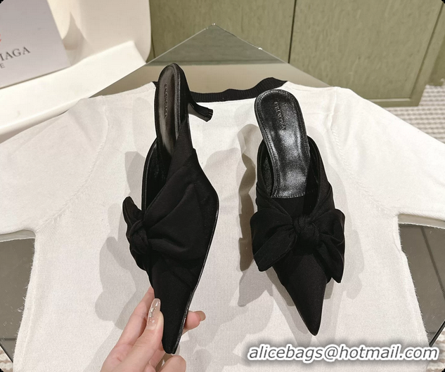 Luxurious Balenciaga Knife Knot Mules Black stretch cupro and nylon jersey 45MM 6061021
