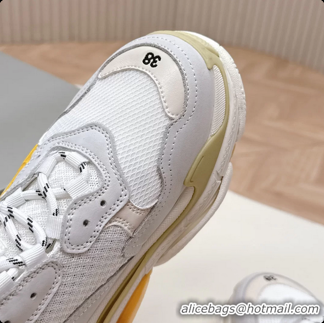 Popular Style Balenciaga Triple S Tape Type Suede and Canvas Sneakers White 6061022