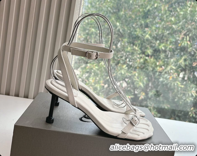 Purchase BALENCIAGA White Calfskin Ankle Strap Heel Sandals 70MM 6061101