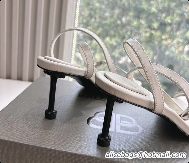 Purchase BALENCIAGA White Calfskin Ankle Strap Heel Sandals 70MM 6061101