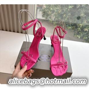 Best Product BALENCIAGA Fuchsia Calfskin Ankle Strap Heel Sandals 70MM 6061101