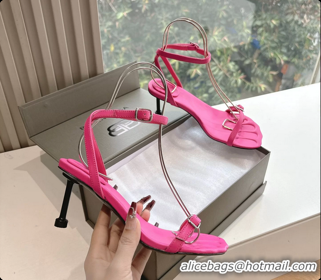 Best Product BALENCIAGA Fuchsia Calfskin Ankle Strap Heel Sandals 70MM 6061101