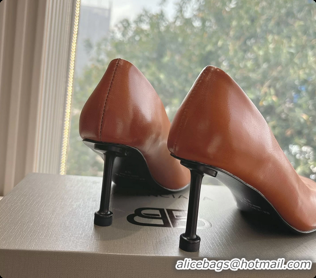Best Grade BALENCIAGA Fetish Brown Calf Leather Pumps 70MM 6061102