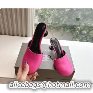 Low Price BALENCIAGA Block Heel Fuchsia Calf Leather Mules Pumps 50MM 6061102