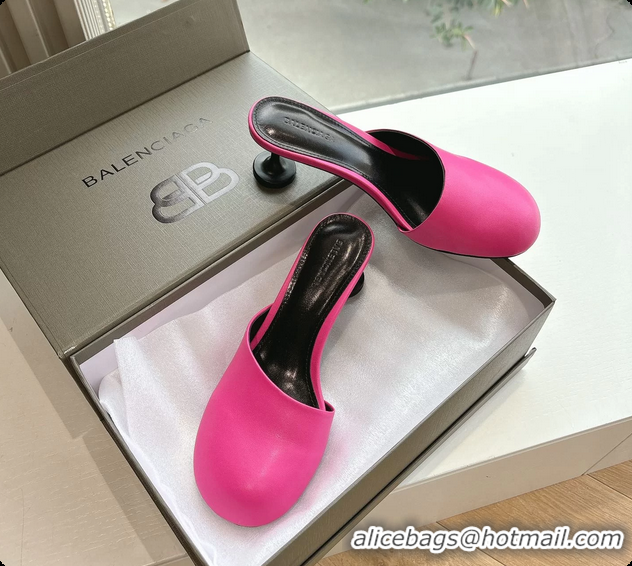 Low Price BALENCIAGA Block Heel Fuchsia Calf Leather Mules Pumps 50MM 6061102
