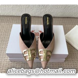 Durable Balenciaga Brown Satin BB Knife High Heeled Mules 6061103