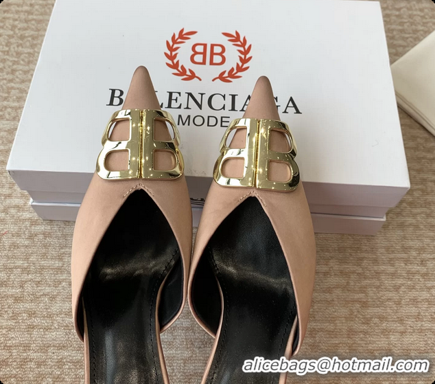 Durable Balenciaga Brown Satin BB Knife High Heeled Mules 6061103