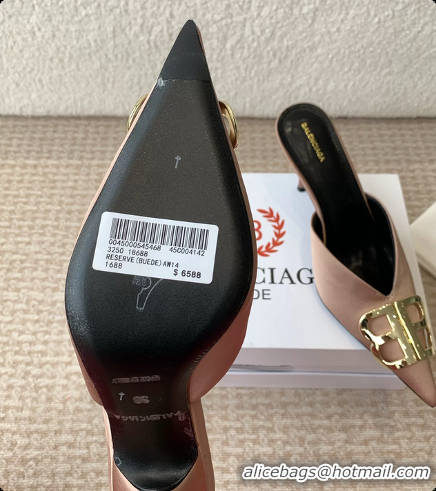 Durable Balenciaga Brown Satin BB Knife High Heeled Mules 6061103