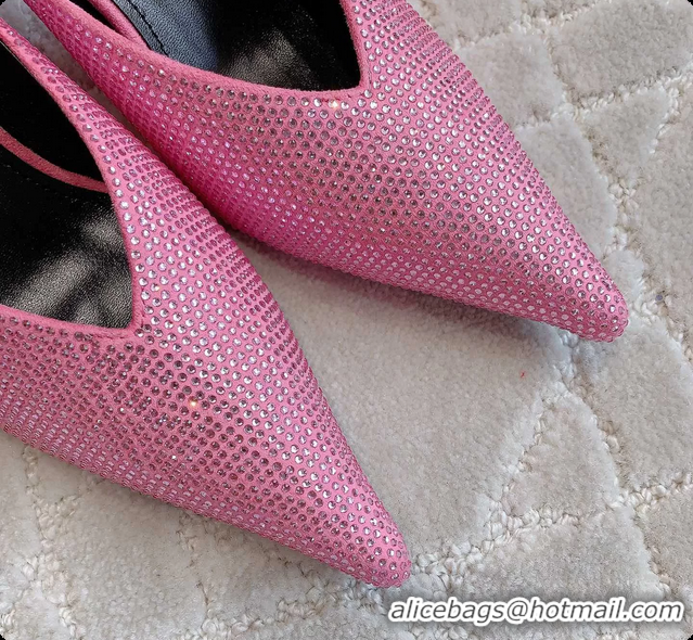 Big Discount Balenciaga Leather Crystals Embellished High Heeled Mules Pink 85MM 6061106
