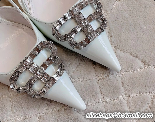 Sumptuous Balenciaga Knife BB White Leather Slingback Pumps 85MM 6061106