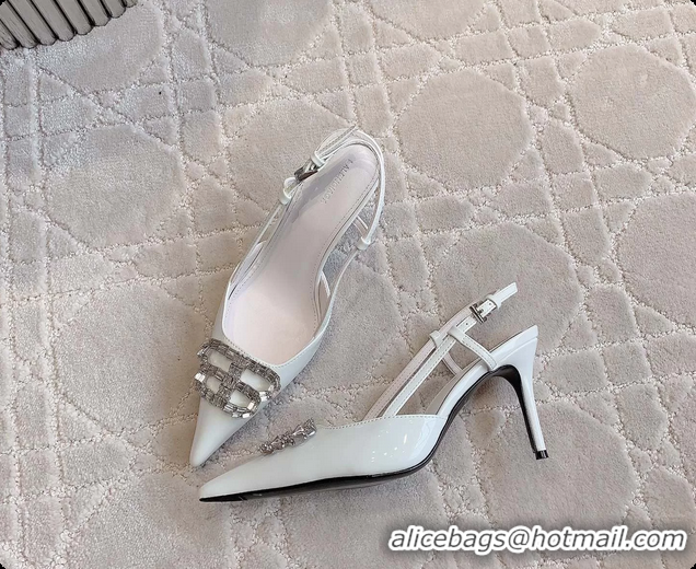 Sumptuous Balenciaga Knife BB White Leather Slingback Pumps 85MM 6061106