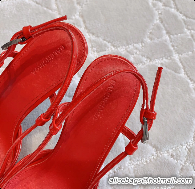 Stylish Balenciaga Knife BB Red Leather Slingback Pumps 85MM 6061106