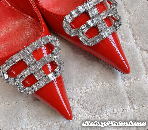 Stylish Balenciaga Knife BB Red Leather Slingback Pumps 85MM 6061106