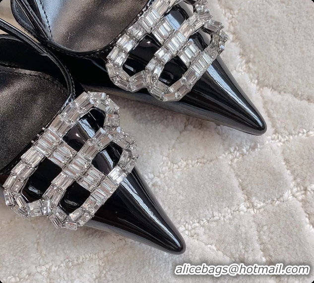 Original Cheap Balenciaga Knife BB Black Leather Slingback Pumps 85MM 6061106
