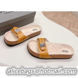  Low Cost Balenciaga Scholl Flat Sandal Brown Glossy Arena Storico Lambskin 6061107