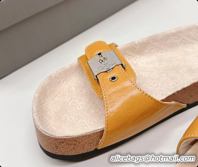  Low Cost Balenciaga Scholl Flat Sandal Brown Glossy Arena Storico Lambskin 6061107